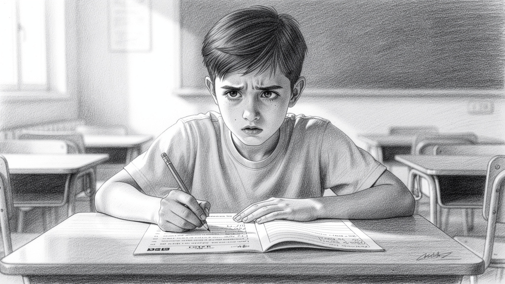 Imagen que ilustra el impacto de la ansiedad escolar en el rendimiento académico (dificultad de concentración y estudio)
